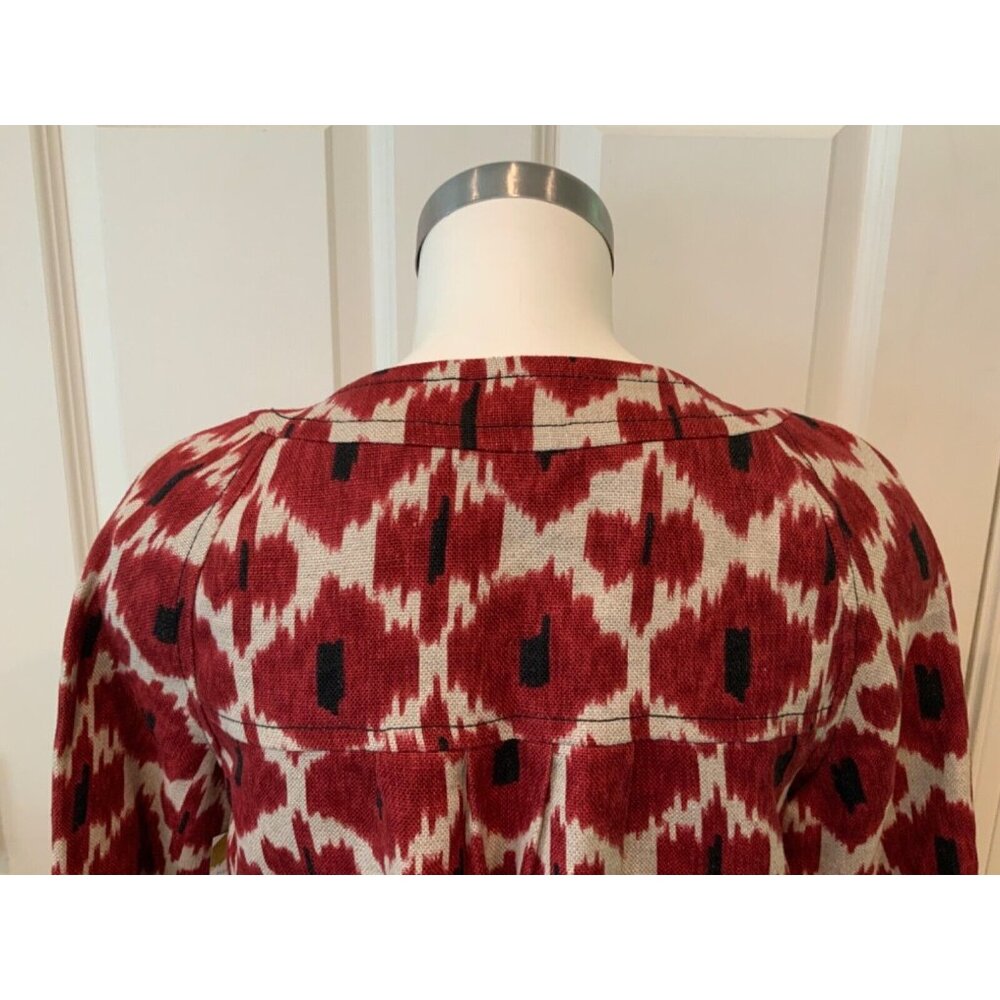 Michael Kors Red & White Patterned Button-Up Coat… - image 8